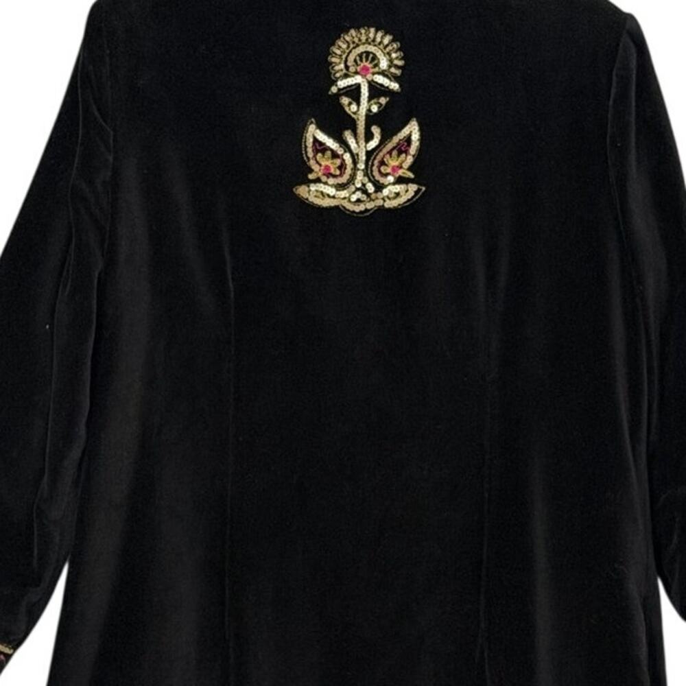 Sandy Starkman Vintage Embroidered Velvet Long Coat Size L - Picture 10 of 14